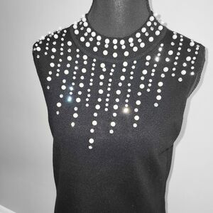 NWT Adrianna Papell Black Embellished Sleeveless Tank Sweater